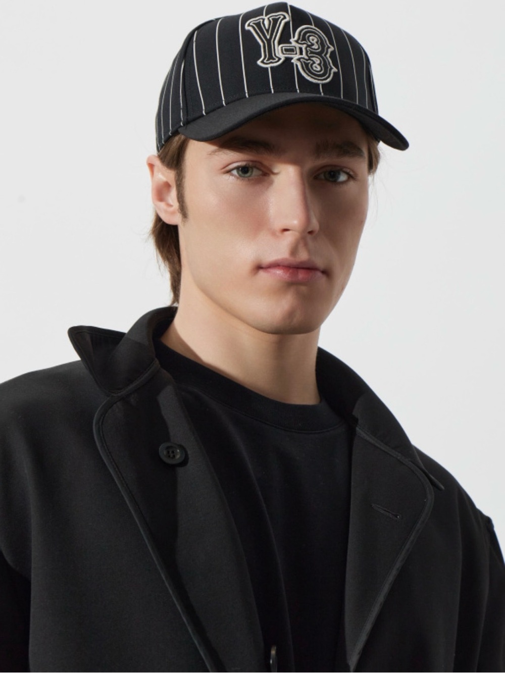 Y-3 logo with embroidered yohji Yamamoto Black Pinstripe  Baseball Cap o/s new